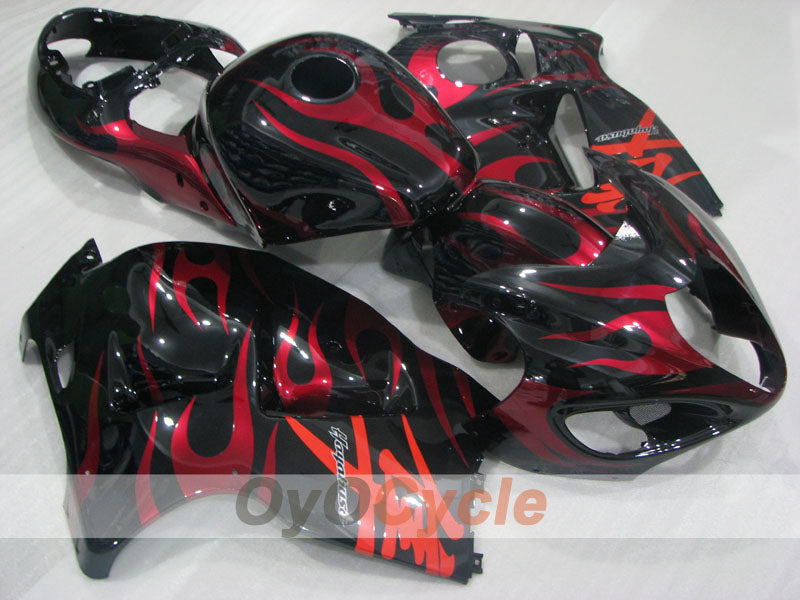 Kit de carénages injectés pour GSXR1300 Hayabusa 99-07 - Rouge, noir - Flammes #OYO87905614