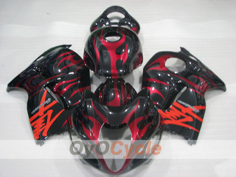 Kit de carénages injectés pour GSXR1300 Hayabusa 99-07 - Rouge, noir - Flammes #OYO87905614