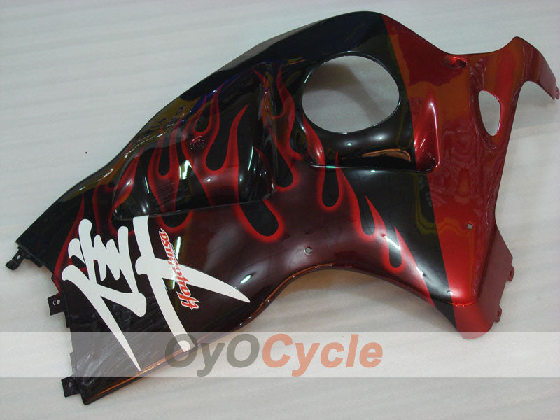 Kit de carénages injectés pour GSXR1300 Hayabusa 99-07 - Rouge, noir - Flammes #OYO87905615