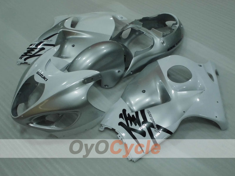 Kit de carénages à injection pour GSXR1300 Hayabusa 99-07 - Blanc, argent - Style d'usine #OYO87905617