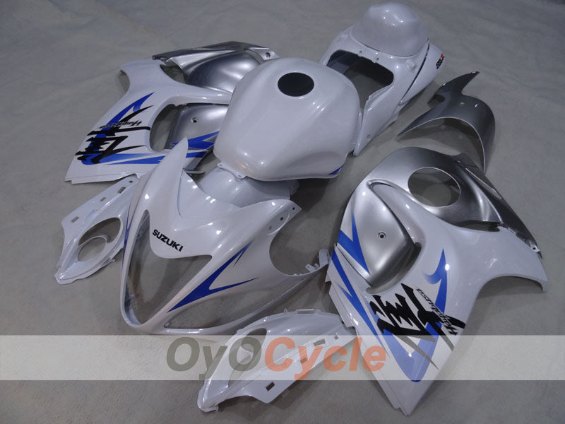 Kit de carénages à injection pour GSXR1300 Hayabusa 99-07 - Blanc, argent - Style d'usine #OYO87905620
