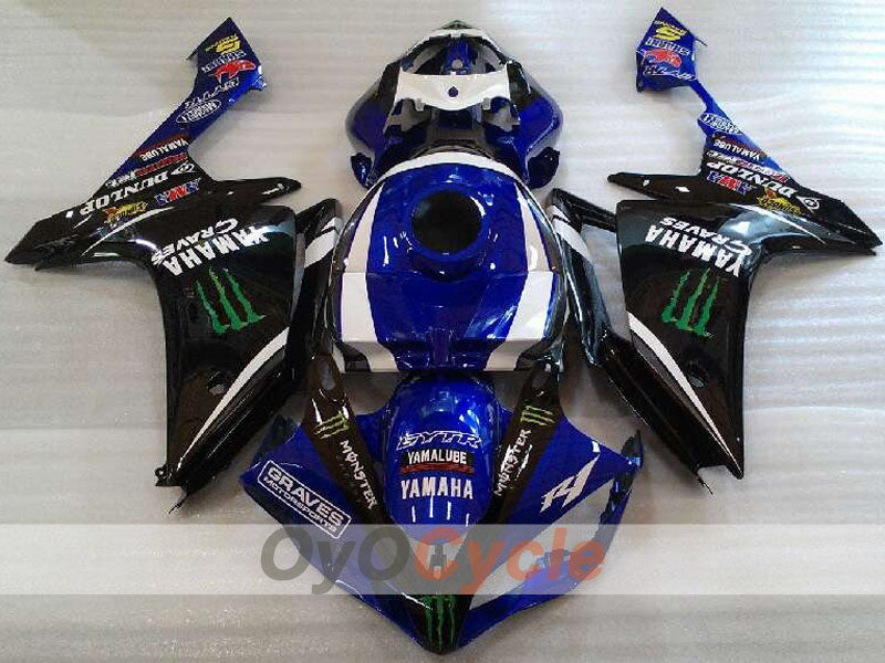 Kit de carénage injecté pour YZF-R1 07-08 - Bleu, Blanc, Noir - Monster #OYO87905681