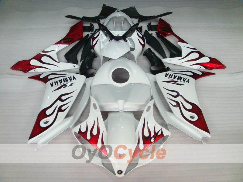 Kit de carénage injecté pour YZF-R1 07-08 - Rouge, Blanc - Sun #OYO87905687