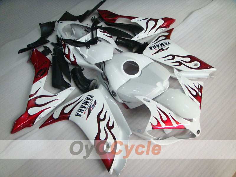 Kit de carénage injecté pour YZF-R1 07-08 - Rouge, Blanc - Sun #OYO87905687