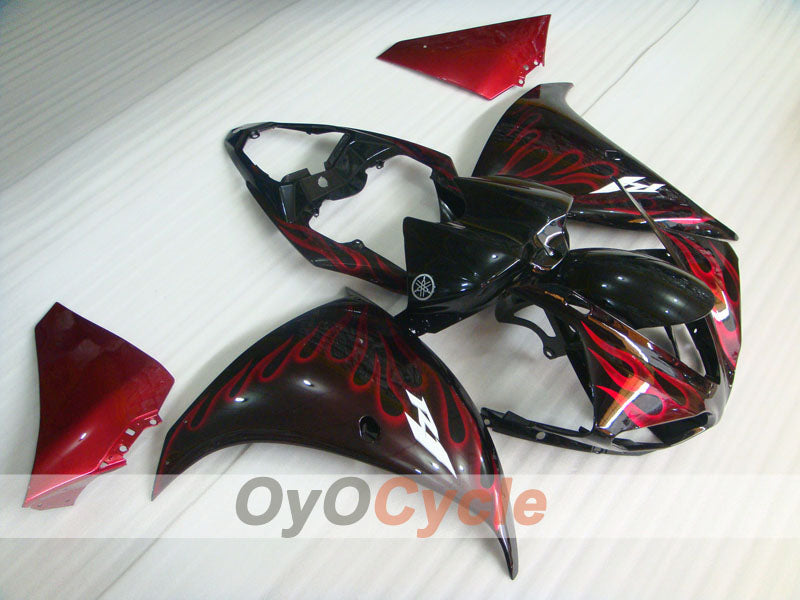 Kit de carénages en injection pour YZF-R1 09-11 - Rouge, Noir - Flamme #OYO87905723