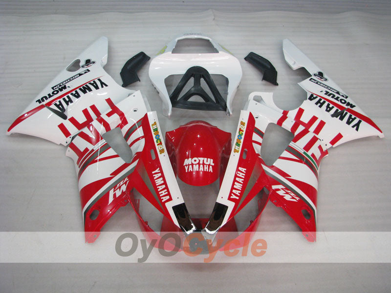 Kit de carénage injecté pour YZF-R1 00-01 - Rouge, blanc - FIAT #OYO87905735