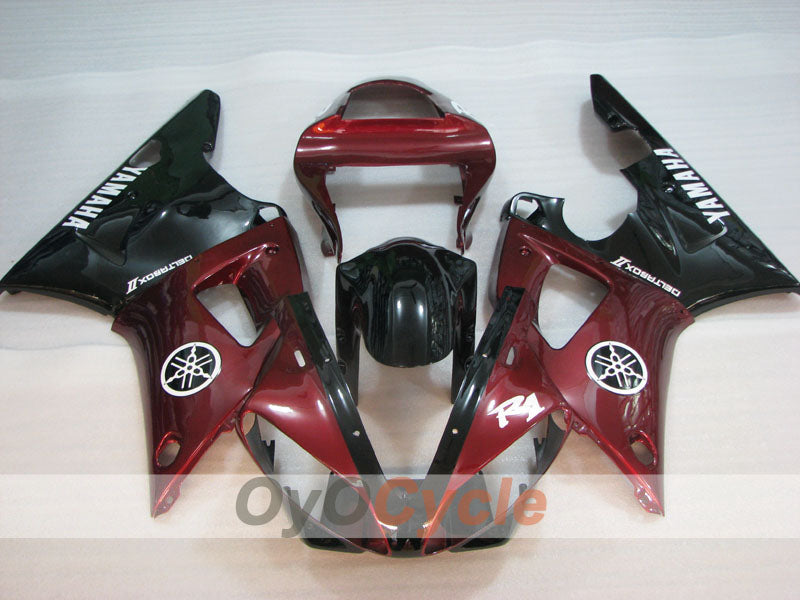Kit de carénage injecté pour YZF-R1 00-01 - Rouge vin, noir - Style d'origine #OYO87905738