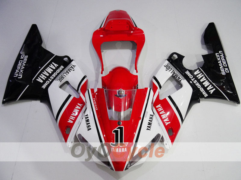 Kit de carénage injecté pour YZF-R1 00-01 - Rouge, blanc, noir - Style d'origine #OYO87905740