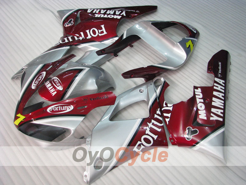 Kit de carénage à injection pour YZF-R1 00-01 - Rouge, argenté - Fortuna #OYO87905742