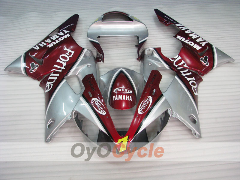 Kit de carénage à injection pour YZF-R1 00-01 - Rouge, argenté - Fortuna #OYO87905742
