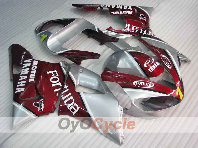 Kit de carénage à injection pour YZF-R1 00-01 - Rouge, argenté - Fortuna #OYO87905742