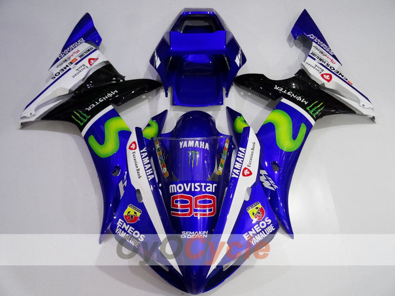 Kit de carénages à injection pour YZF-R1 02-03 - Bleu, Blanc, Noir - Monster #OYO87905763