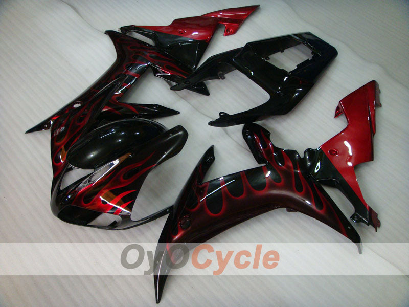 Kit de carénages à injection pour YZF-R1 02-03 - Rouge, Noir - Flamme #OYO87905765