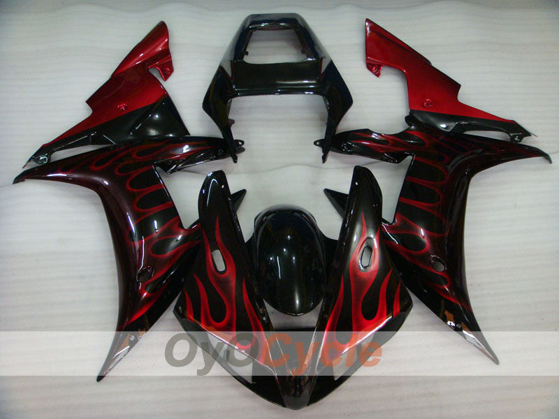 Kit de carénages à injection pour YZF-R1 02-03 - Rouge, Noir - Flamme #OYO87905765