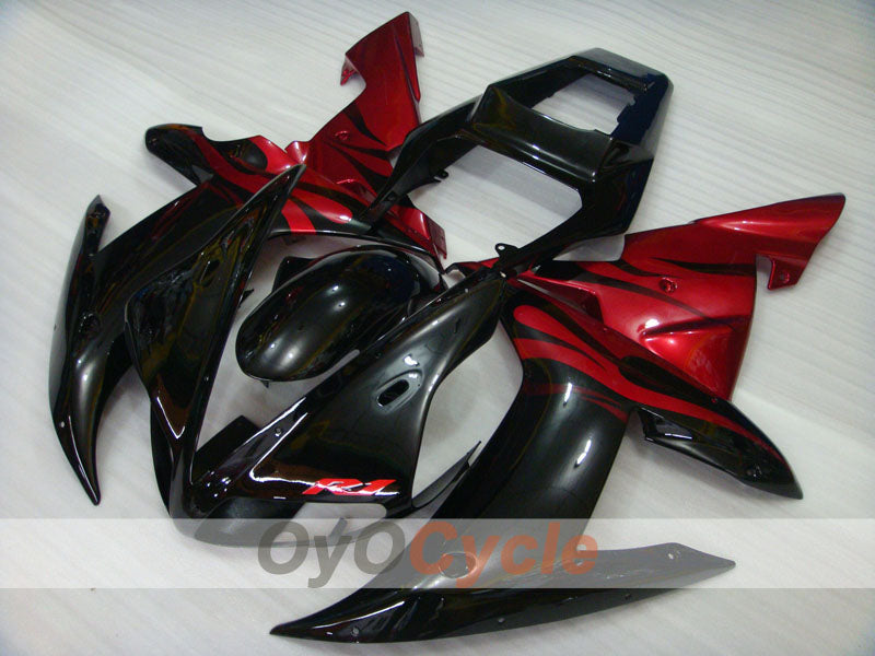 Kit de carénages à injection pour YZF-R1 02-03 - Rouge, Noir - Flamme #OYO87905766