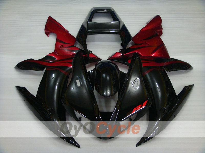 Kit de carénages à injection pour YZF-R1 02-03 - Rouge, Noir - Flamme #OYO87905766