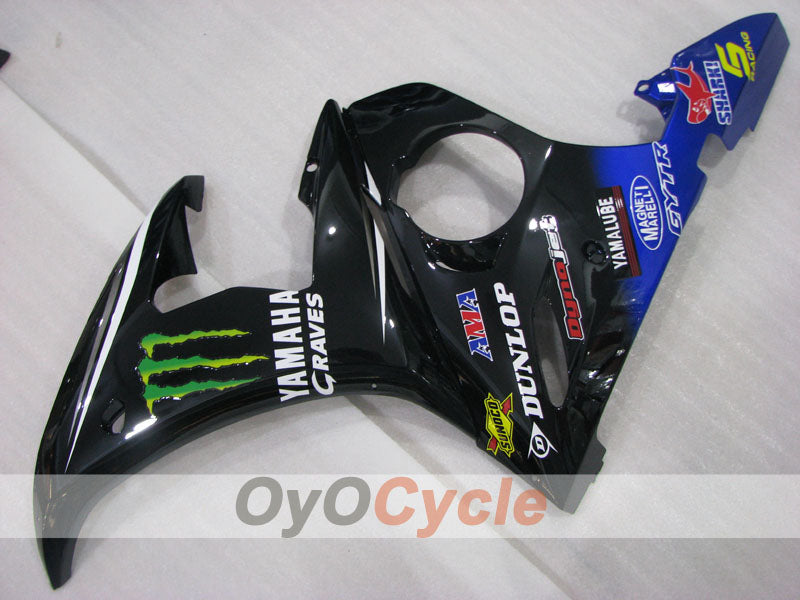 Kit de carénage en injection pour YZF-R6 03-04 - Bleu, noir - Monster #OYO87905792
