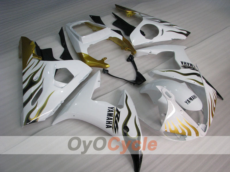 Kit de carénage à injection pour YZF-R6 05 - Blanc, Or - Style usine, Personnalisable #OYO87905849