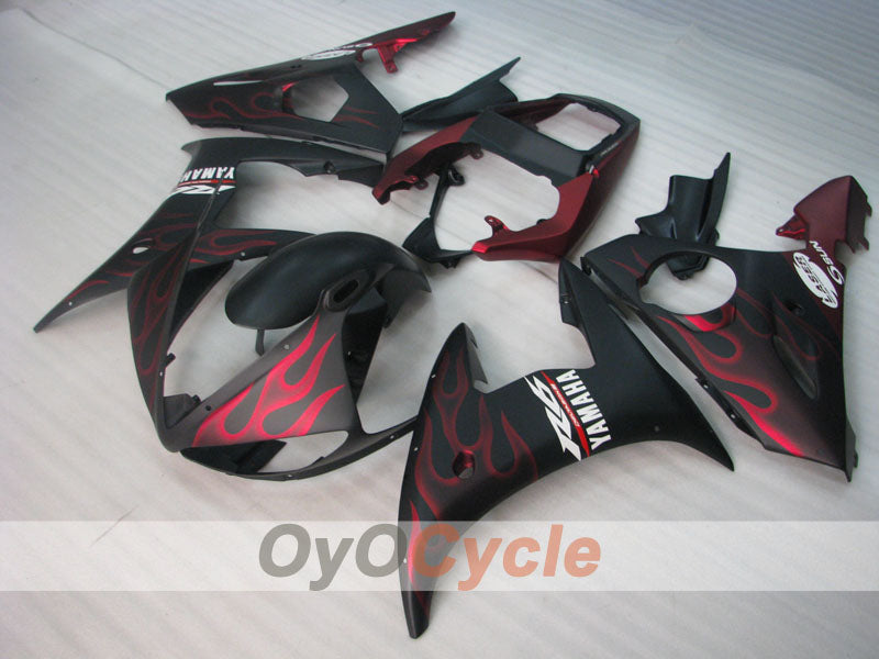 Kit de carénage à injection pour YZF-R6 05 - Rouge, noir, mat - Flamme #OYO87905856