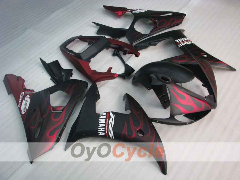 Kit de carénage à injection pour YZF-R6 05 - Rouge, noir, mat - Flamme #OYO87905856