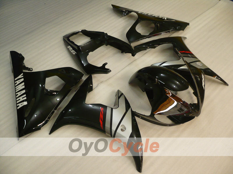 Kit de carénages injectés pour YZF-R6 03-04 - Noir, Gris - Style d'origine #OYO87905813