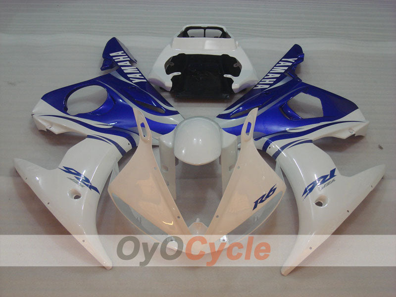 Kit de carénages injectés pour YZF-R6 03-04 - Bleu, Blanc - Style d'origine #OYO87905815