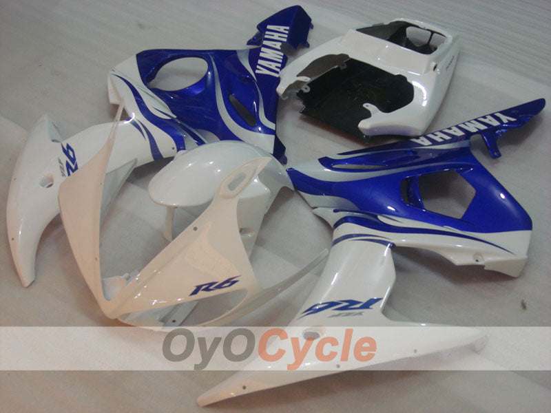 Kit de carénages injectés pour YZF-R6 03-04 - Bleu, Blanc - Style d'origine #OYO87905815