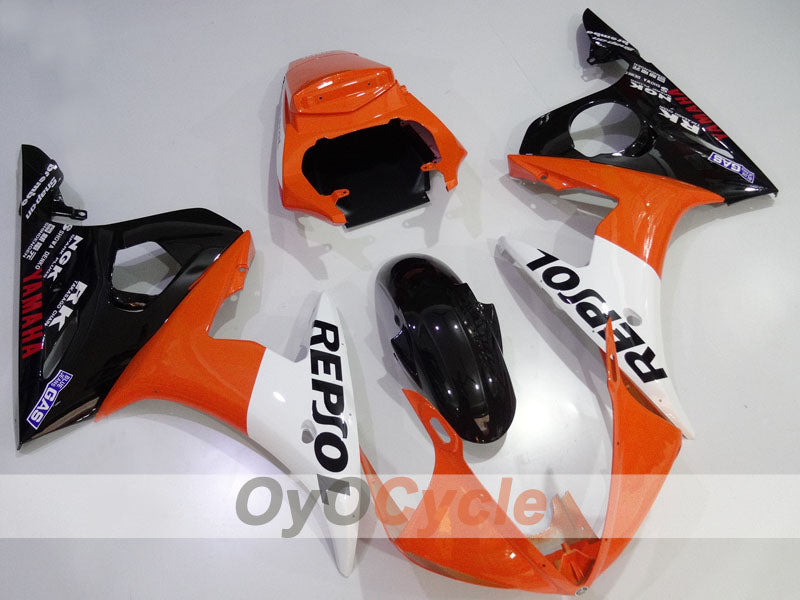 Kit de carénage injection pour YZF-R6 03-04 - Orange, blanc, noir - Repsol #OYO87905819