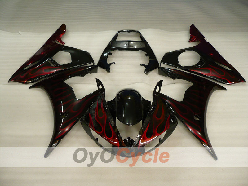 Kit de carénage injection pour YZF-R6 03-04 - Rouge, noir - Flamme #OYO87905826