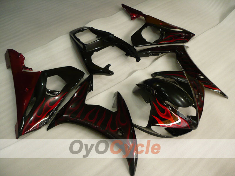 Kit de carénage injection pour YZF-R6 03-04 - Rouge, noir - Flamme #OYO87905826