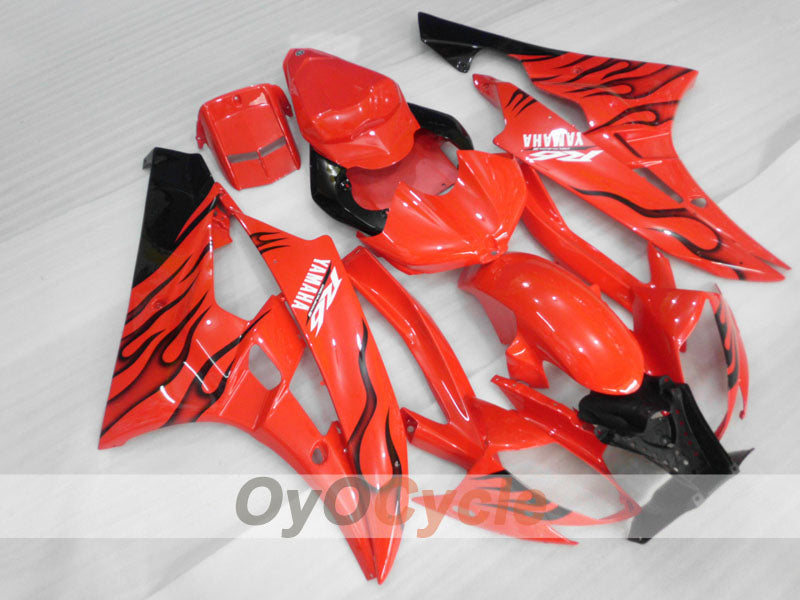 Kit de carénage à injection pour YZF-R6 06-07 - Rouge, Noir - Flamme #OYO87905878