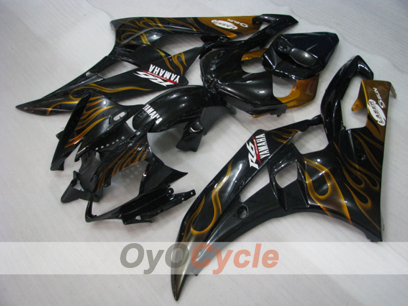 Kit de carénage à injection pour YZF-R6 06-07 - Noir, doré - Flamme #OYO87905884