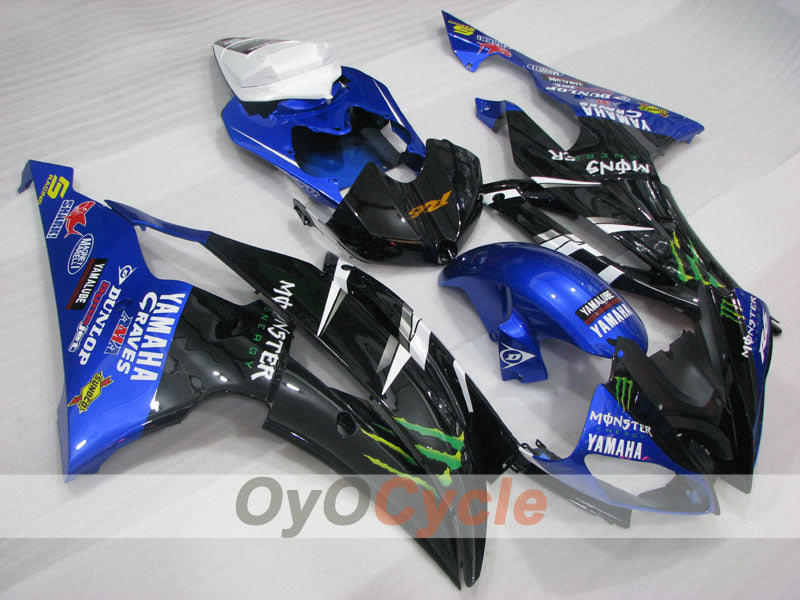 Kit de carénage à injection pour YZF-R6 08-16 - Bleu, Noir - Monster #OYO87905932