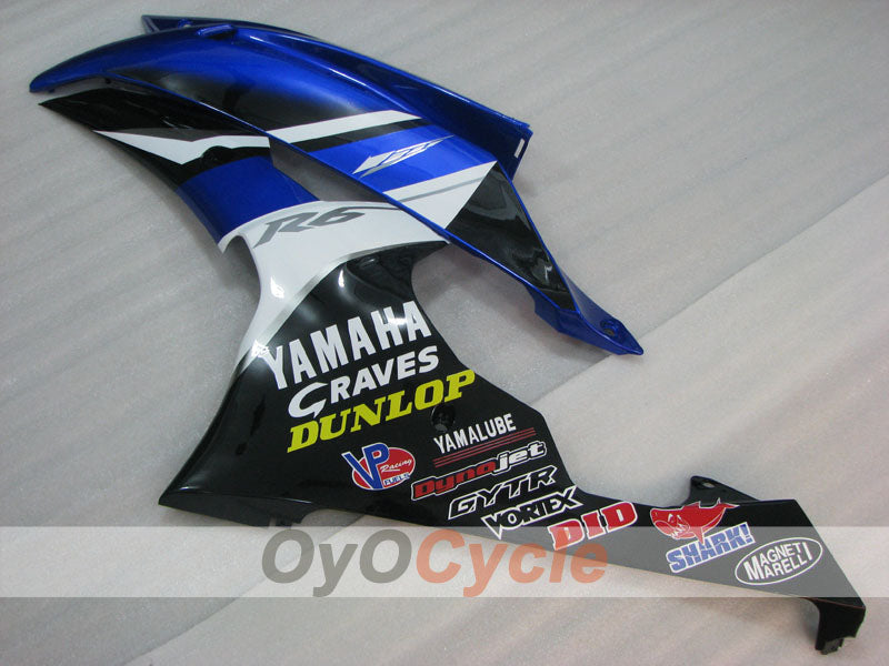 Kit de carénage à injection pour YZF-R6 08-16 - Bleu, Blanc, Noir - DUNLOP #OYO87905936