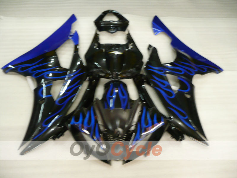 Kit de carénage injecté pour YZF-R6 08-16 - Bleu, Noir - Flame #OYO87905942
