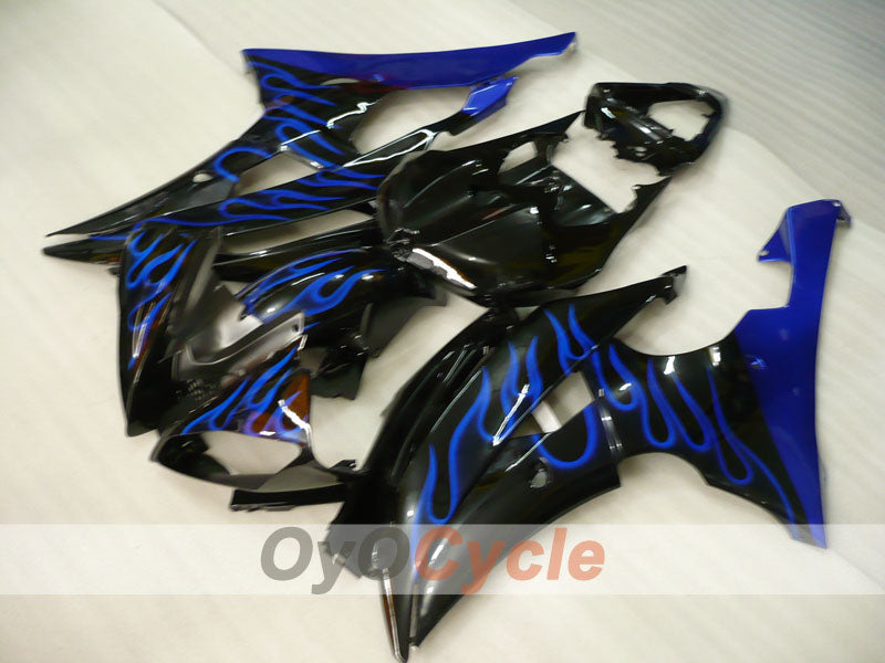 Kit de carénage injecté pour YZF-R6 08-16 - Bleu, Noir - Flame #OYO87905942