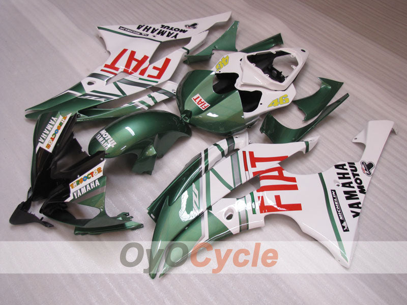 Kit de carénage injecté pour YZF-R6 08-16 - Vert armée, Blanc - FIAT #OYO87905943