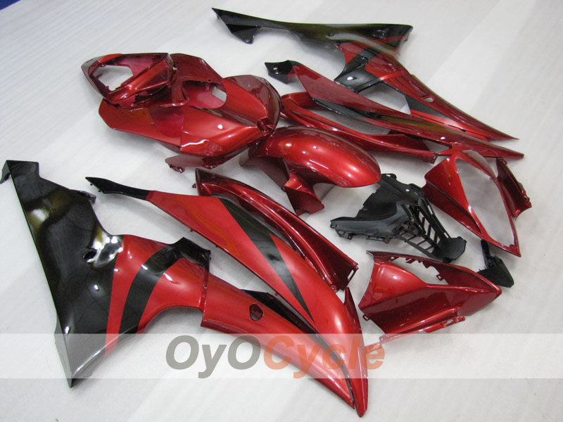 Kit de carénage injecté pour YZF-R6 08-16 - Rouge, Noir - Style d'origine #OYO87905945