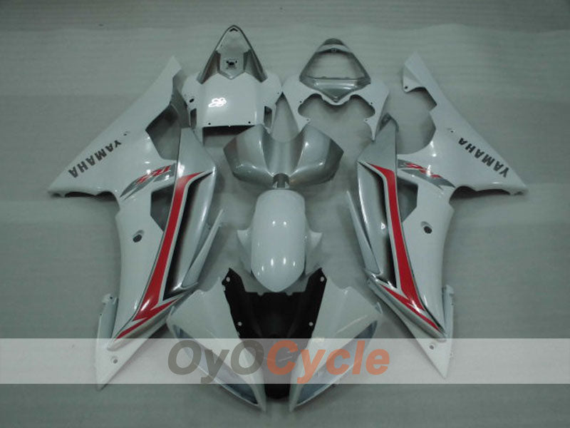 Kit de carénage injecté pour YZF-R6 08-16 - Blanc, Argent - Style d'origine #OYO87905946
