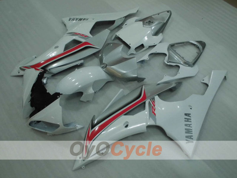 Kit de carénage injecté pour YZF-R6 08-16 - Blanc, Argent - Style d'origine #OYO87905946