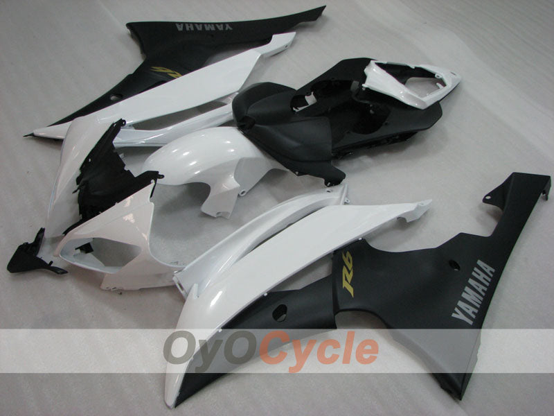 Kit de carénage injecté pour YZF-R6 08-16 - Blanc, Noir, Mat - Style d'origine #OYO87905949