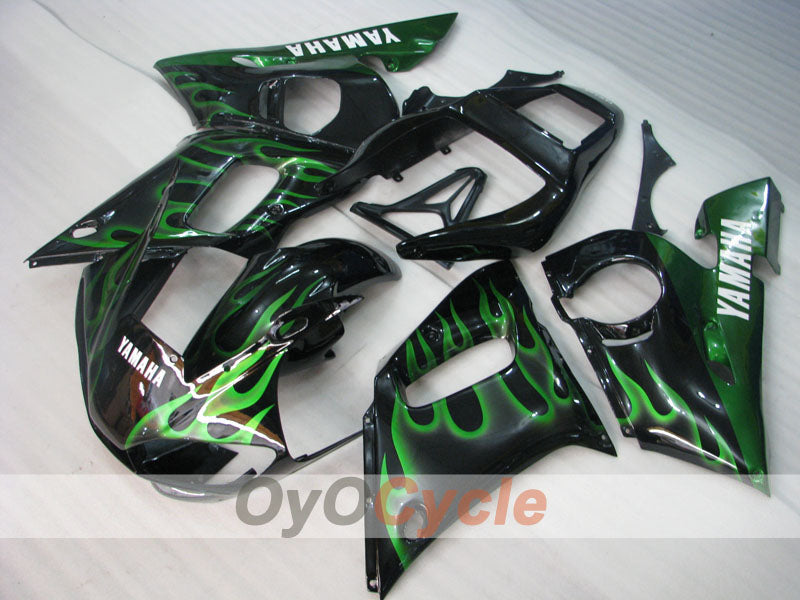 Kit de carénages à injection pour YZF-R6 98-02 - Vert, Noir - Flamme #OYO87905977