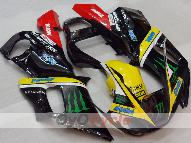 Kit de carénage à injection pour YZF-R6 98-02 - Rouge, Jaune, Noir - Monster #OYO87905984