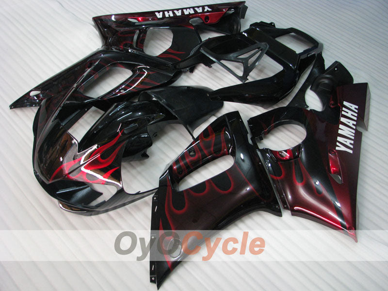 Kit de carénage à injection pour YZF-R6 98-02 - Rouge, Noir - Flammes #OYO87905987
