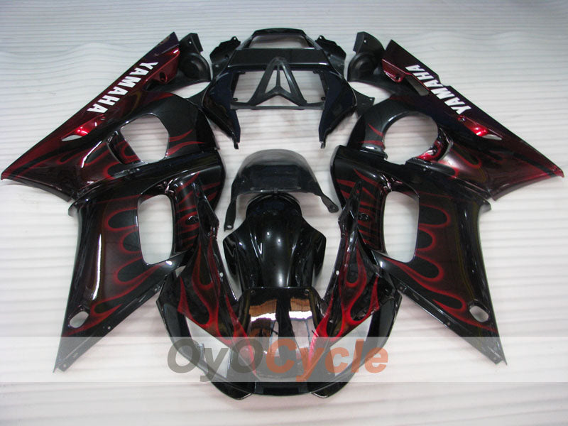Kit de carénage à injection pour YZF-R6 98-02 - Rouge, Noir - Flammes #OYO87905987