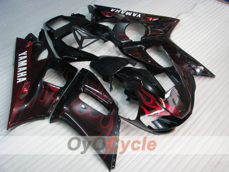 Kit de carénage à injection pour YZF-R6 98-02 - Rouge, Noir - Flammes #OYO87905987