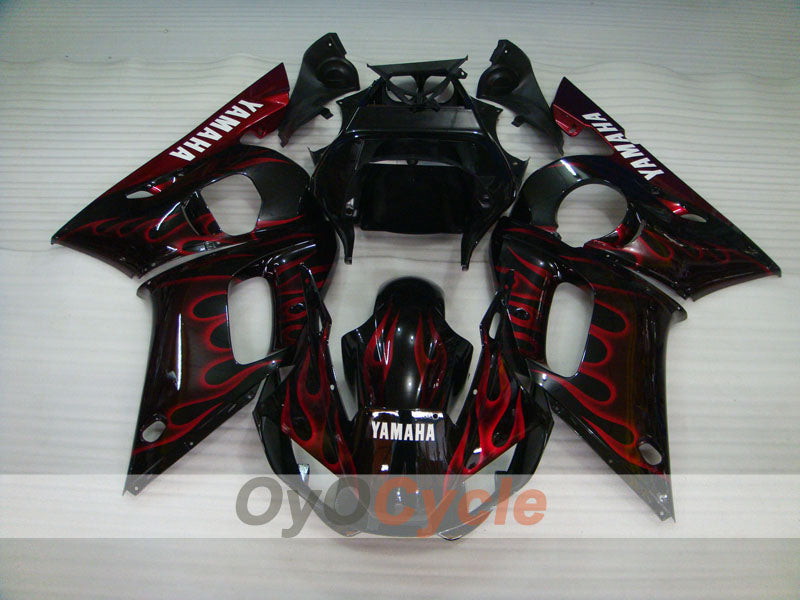 Kit de carénage injecté pour YZF-R6 98-02 - Rouge, noir - Flamme #OYO87905994
