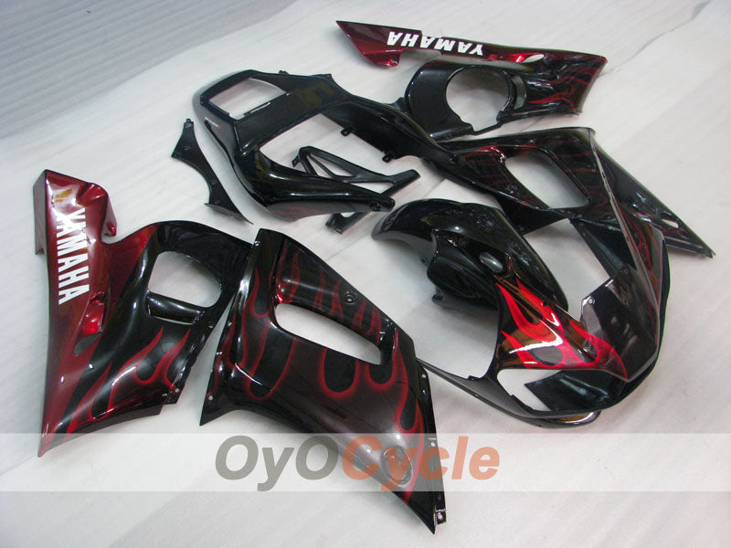 Kit de carénage injecté pour YZF-R6 98-02 - Rouge, noir - Flamme #OYO87905995