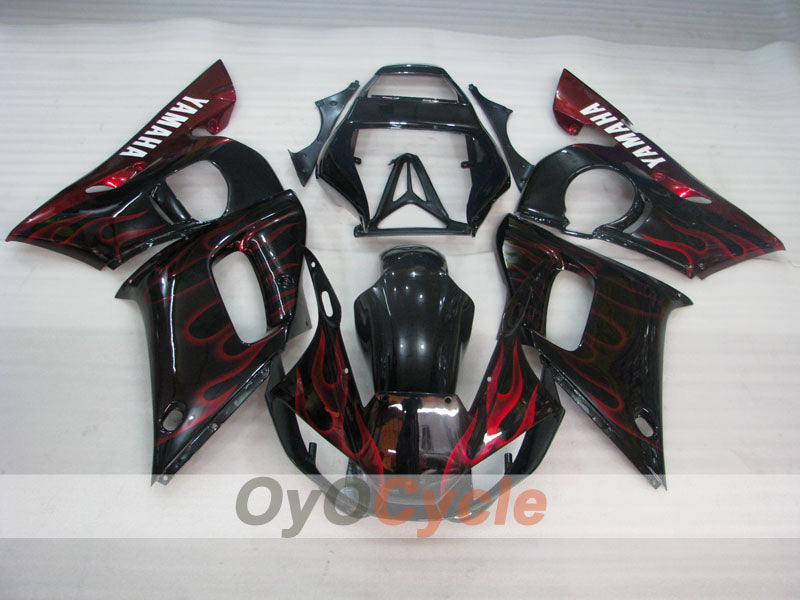 Kit de carénage injecté pour YZF-R6 98-02 - Rouge, noir - Flamme #OYO87905995 Image secondaire du produit