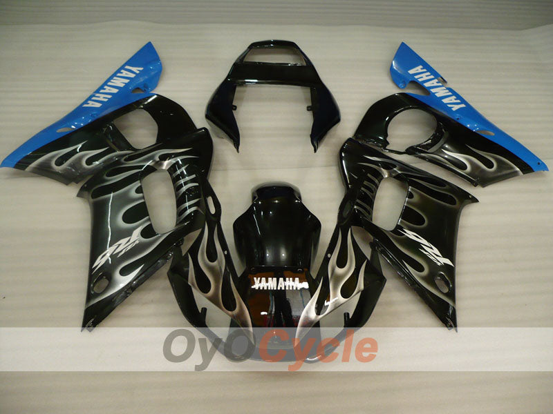 Kit de carénage injecté pour YZF-R6 98-02 - Bleu, noir - Flamme #OYO87905999